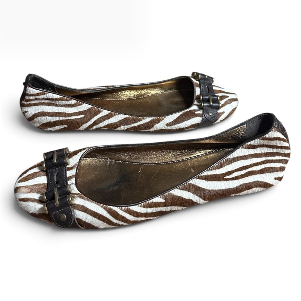 J. Crew Collection Zebra Calf Hair Ballet Flats Made in Italy, Size 7